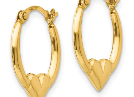 14K gold heart hoop earrings, alternate view