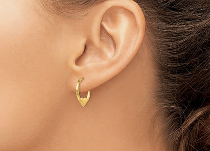 14K gold heart hoop earrings, another view