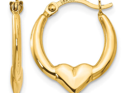 14K gold heart hoop earrings