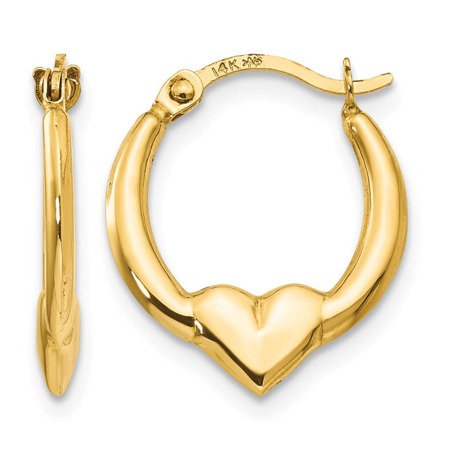 14k Madi K Heart Hoop Earrings, 16 x 13mm