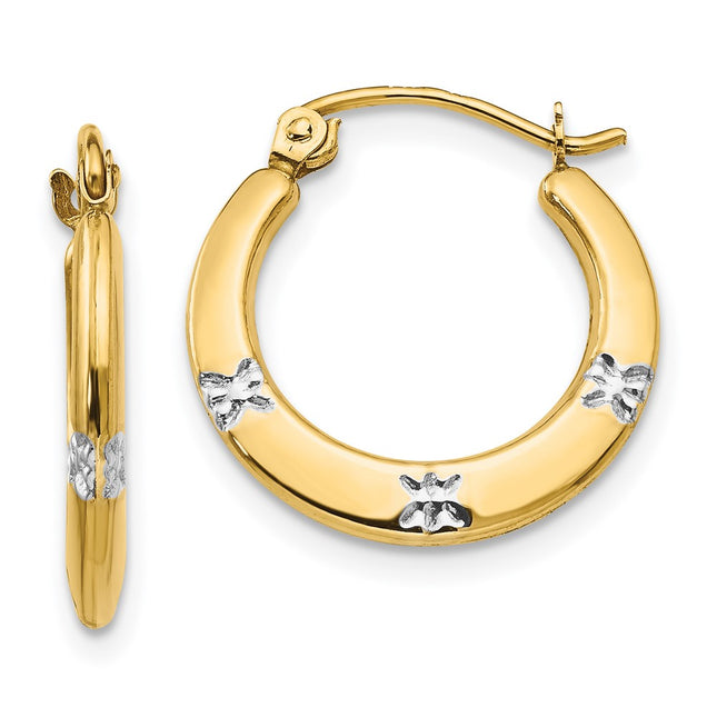 14k Yellow & Rhodium Earrings Style SE2429 - Classique Jewelry Inc.