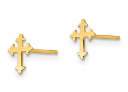 14K gold cross earrings, alternate view