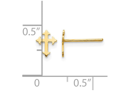 14K gold cross earrings, further view
