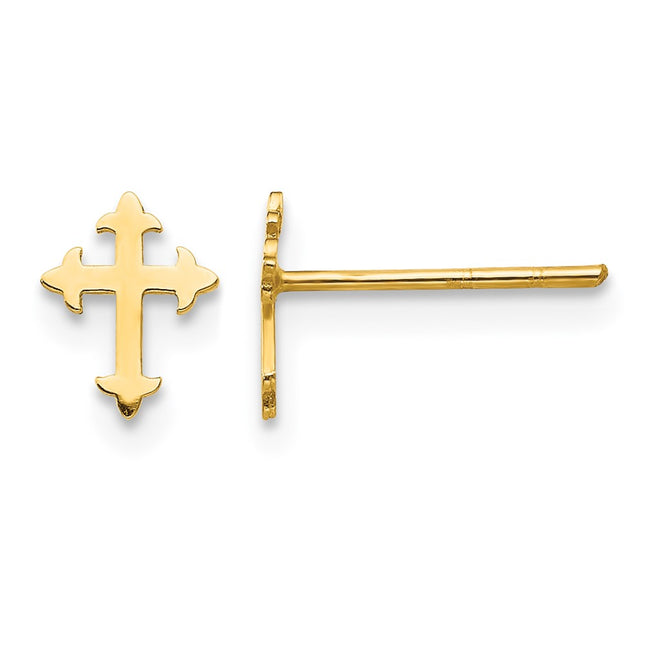 14k Madi K Polished Cross Post Earrings, 7 x 6mm