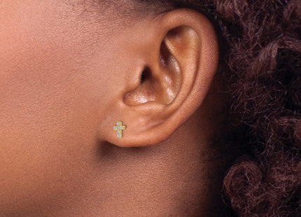 14K gold cubic zirconia cross earrings, another view