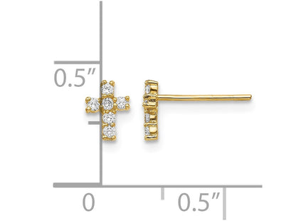 14K gold cubic zirconia cross earrings, further view