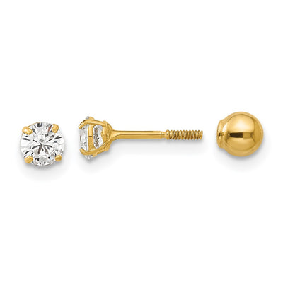 14K Madi K Polished Reversible Ball and CZ Earrings