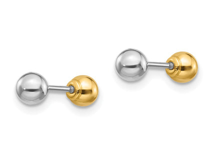 14k Two-tone Madi K Reversible Ball Earrings (Style SE254)