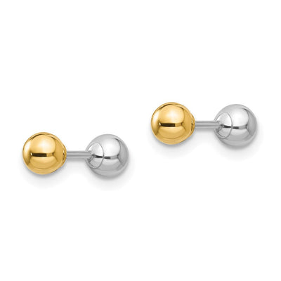 14K Two-tone Madi K Reversible Ball Earrings, 4 x 4mm