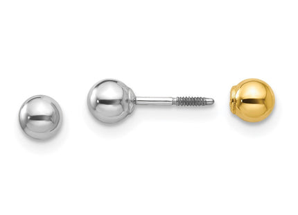 14k Two-tone Madi K Reversible Ball Earrings (Style SE254)
