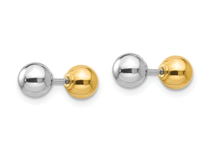 14k Two-tone Madi K Reversible Ball Earrings, 5 x 5mm