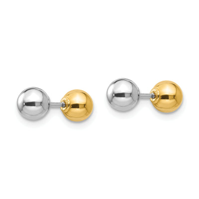 14K Two-tone Madi K Reversible Ball Earrings, 5 x 5mm