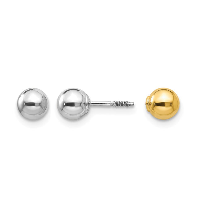 14k Two-tone Madi K Reversible Ball Earrings, 5 x 5mm