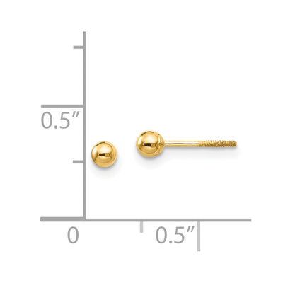 14K Madi K Polished Ball Screwback Earrings, 3 x 3mm
