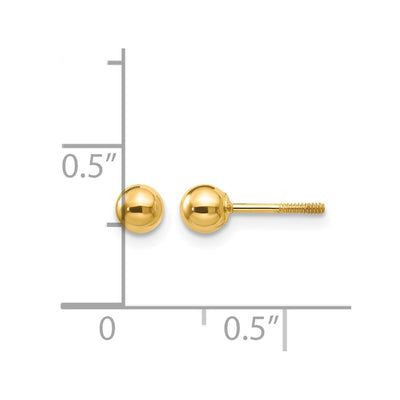 14K Madi K Polished Ball Screwback Earrings, 4 x 4mm
