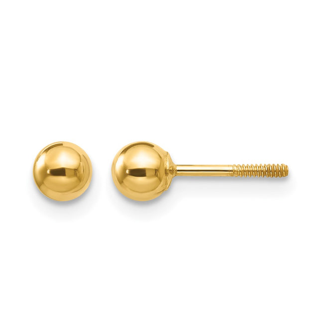 14k Madi K Polished Ball Screwback Earrings, 4 x 4mm