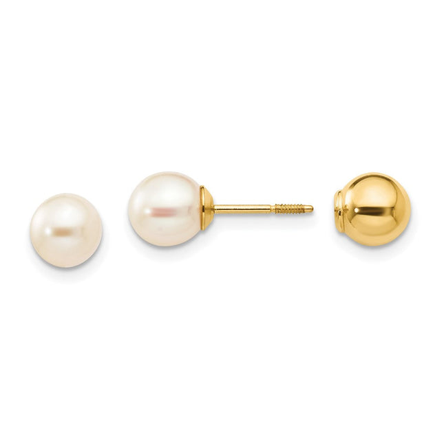 14k Madi K Reversible FW Cultured Pearl & Bead Earrings, 6 x 5 to 6mm
