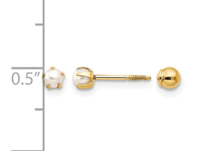14K gold pearl earrings, further view