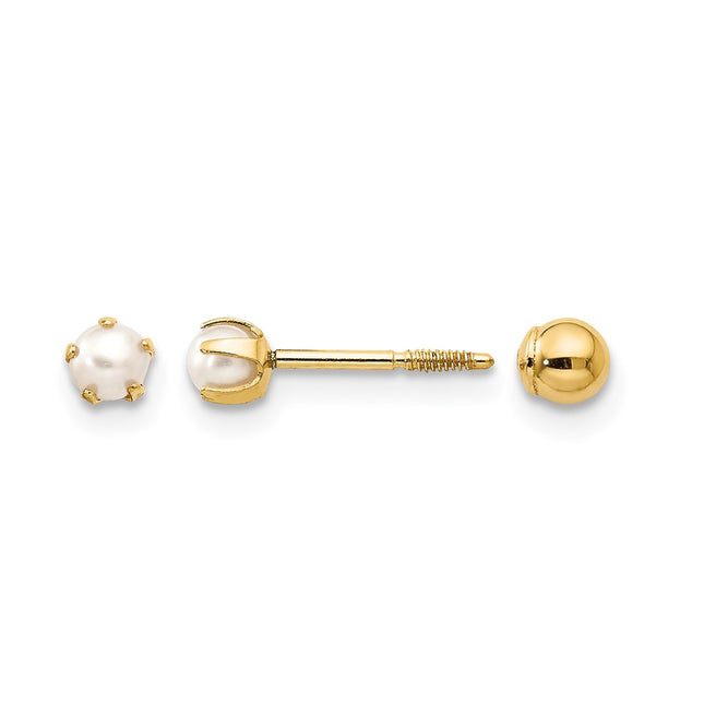 14k Madi K Reversible FW Cultured Pearl & Bead Earrings, 3 x 3mm