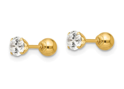 14k Madi K Polished Reversible CZ & Ball Earrings (Style SE269)