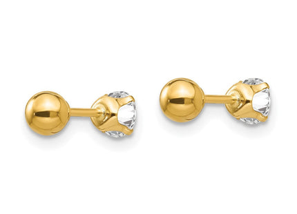 14k Madi K Polished Reversible CZ & Ball Earrings (Style SE269)