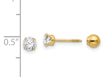 14k Madi K Polished Reversible CZ & Ball Earrings (Style SE269)