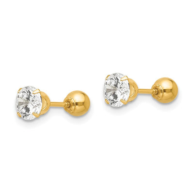 14K Madi K Polished Reversible CZ & Ball Earrings, 5 x 5mm
