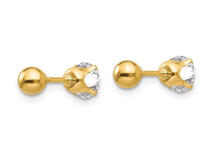 14K gold cubic zirconia earrings, further view