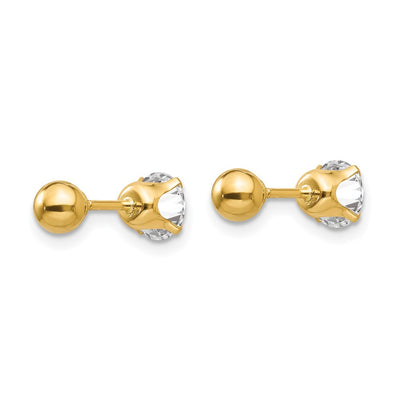 14K Madi K Polished Reversible CZ & Ball Earrings, 5 x 5mm