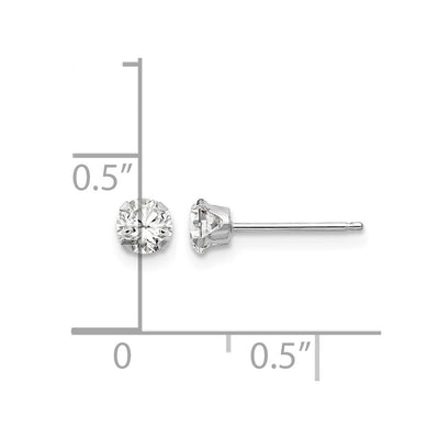 14K White Gold Madi K CZ Post Earrings, 4 x 4mm