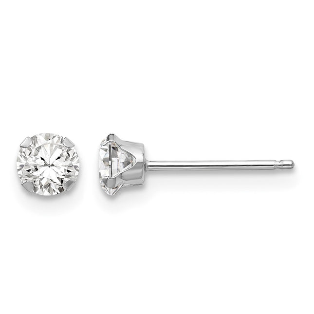 14k White Gold Madi K CZ Post Earrings, 4 x 4mm