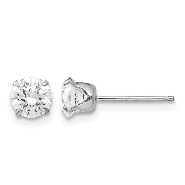 14k White Gold Madi K CZ Post Earrings, 5.25 x 5.25mm