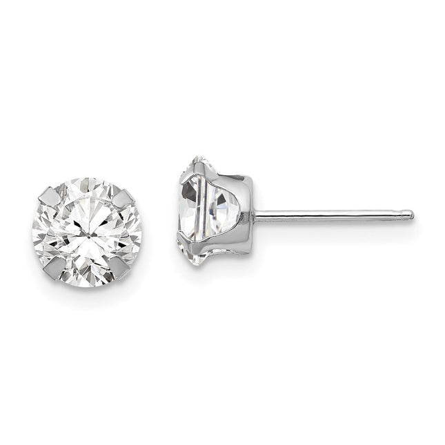 14k White Gold Madi K CZ Post Earrings, 6.5 x 6.5mm