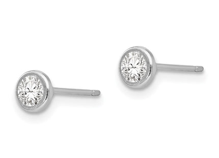14k White Gold Madi K Bezel Set CZ Post Earrings (Style SE287)