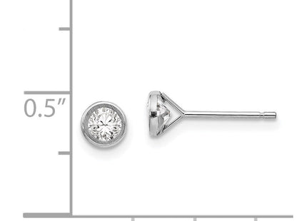 14k White Gold Madi K Bezel Set CZ Post Earrings (Style SE287)