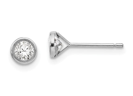 14k White Gold Madi K Bezel Set CZ Post Earrings (Style SE287)