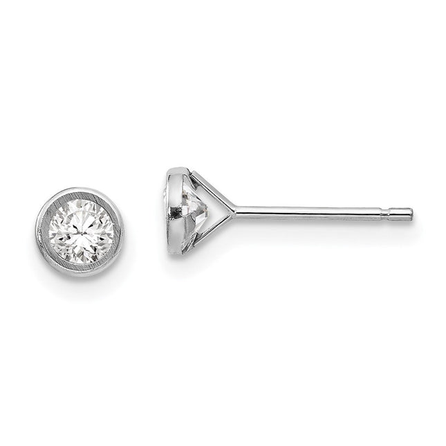 14k White Gold Madi K Bezel Set CZ Post Earrings, 4 x 4mm