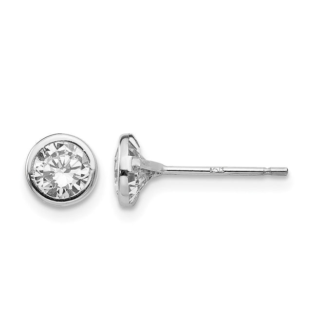 14k White Gold Madi K Bezel Set CZ Post Earrings, 5 x 5mm