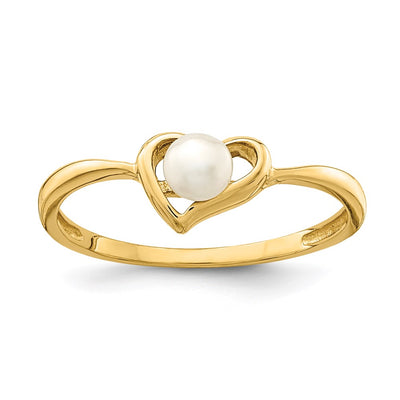 14K gold pearl heart ring