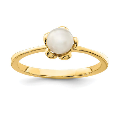 14K gold pearl flower ring