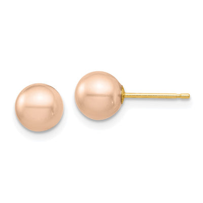 14K Madi K Pink Round Freshwater Cultured Pearl Stud Post Earrings with Silicone Backs