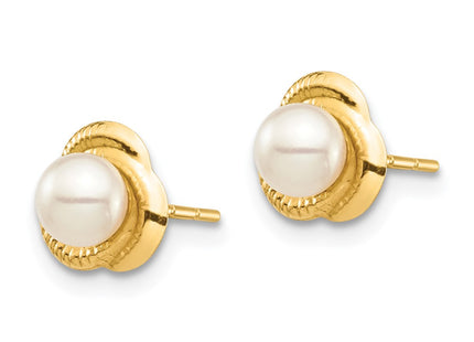 14K gold pearl earrings, alternate view