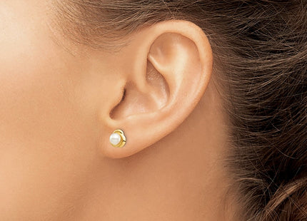 14K gold pearl earrings, another view