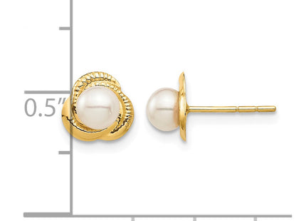 14K gold pearl earrings, further view