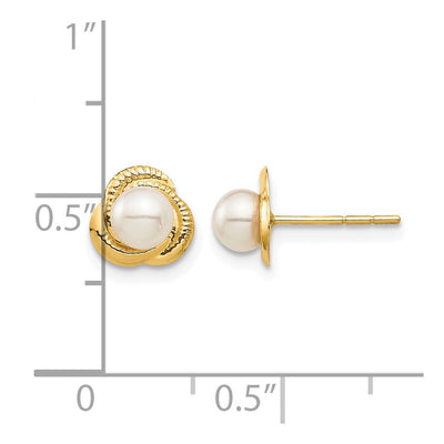 14K Madi K White Button Freshwater Cultured Pearl Post Earrings with Silicone Backs, 7.28 x 7.62mm