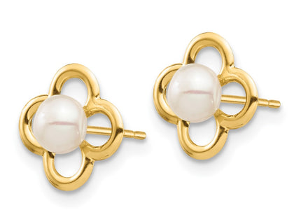 14K gold pearl earrings, alternate view