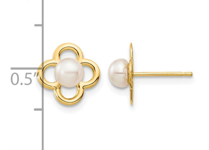 14K gold pearl earrings, further view