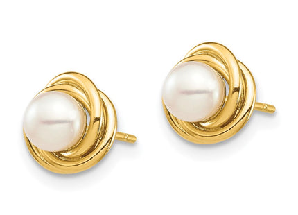 14k Madi K 4- White Button Freshwater Cultured Pearl Post Earrings with Silicone Backs (Style SE2963)