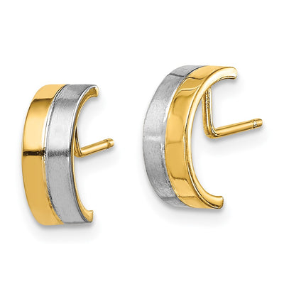 14K w/Rhodium Madi K Half Circle Post Earrings