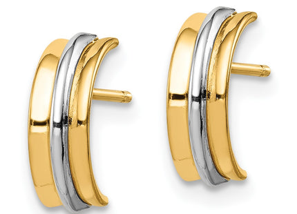 14k Yellow & Rhodium Earrings Style SE2986 - Classique Jewelry Inc.